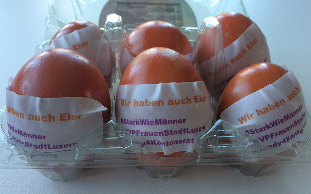 Verteilaktion Eier CVP Frauen Stadt Luzern