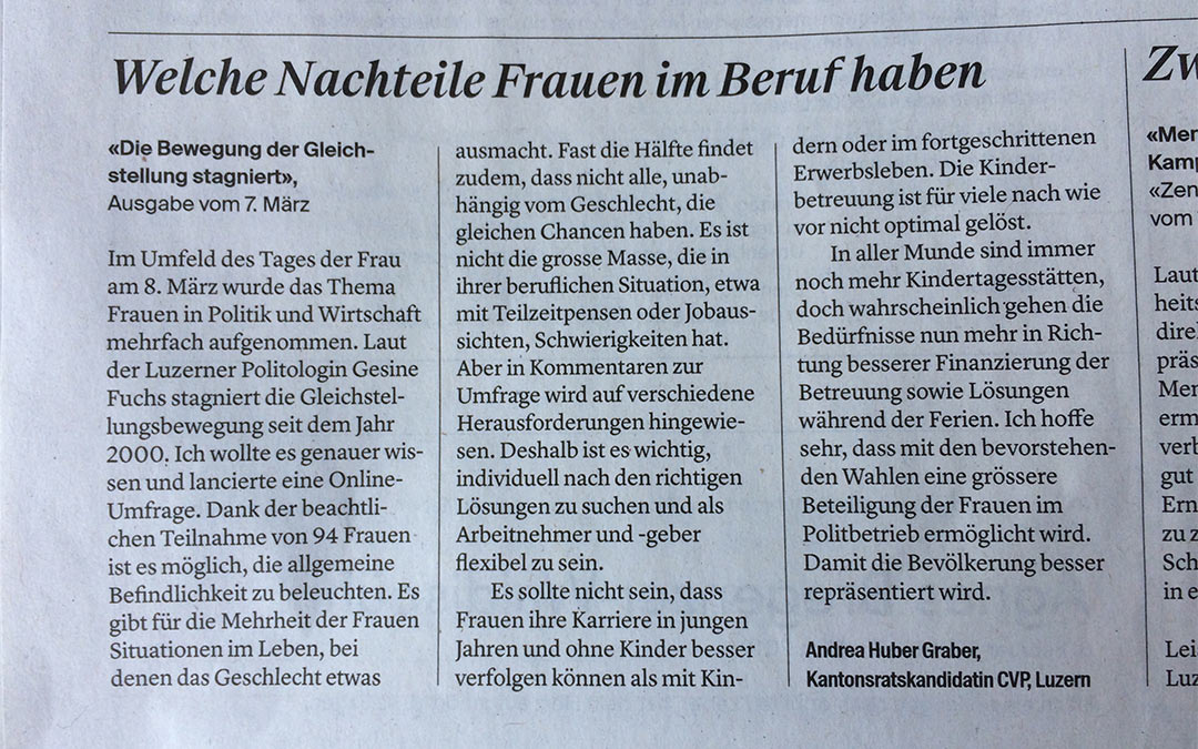 LESERBRIEF RAHMENBEDINGUNGEN VON FRAUEN